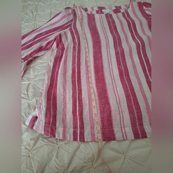 Charter Club 1X linen blouse top, ruffle sleeves - Picture 9 of 10